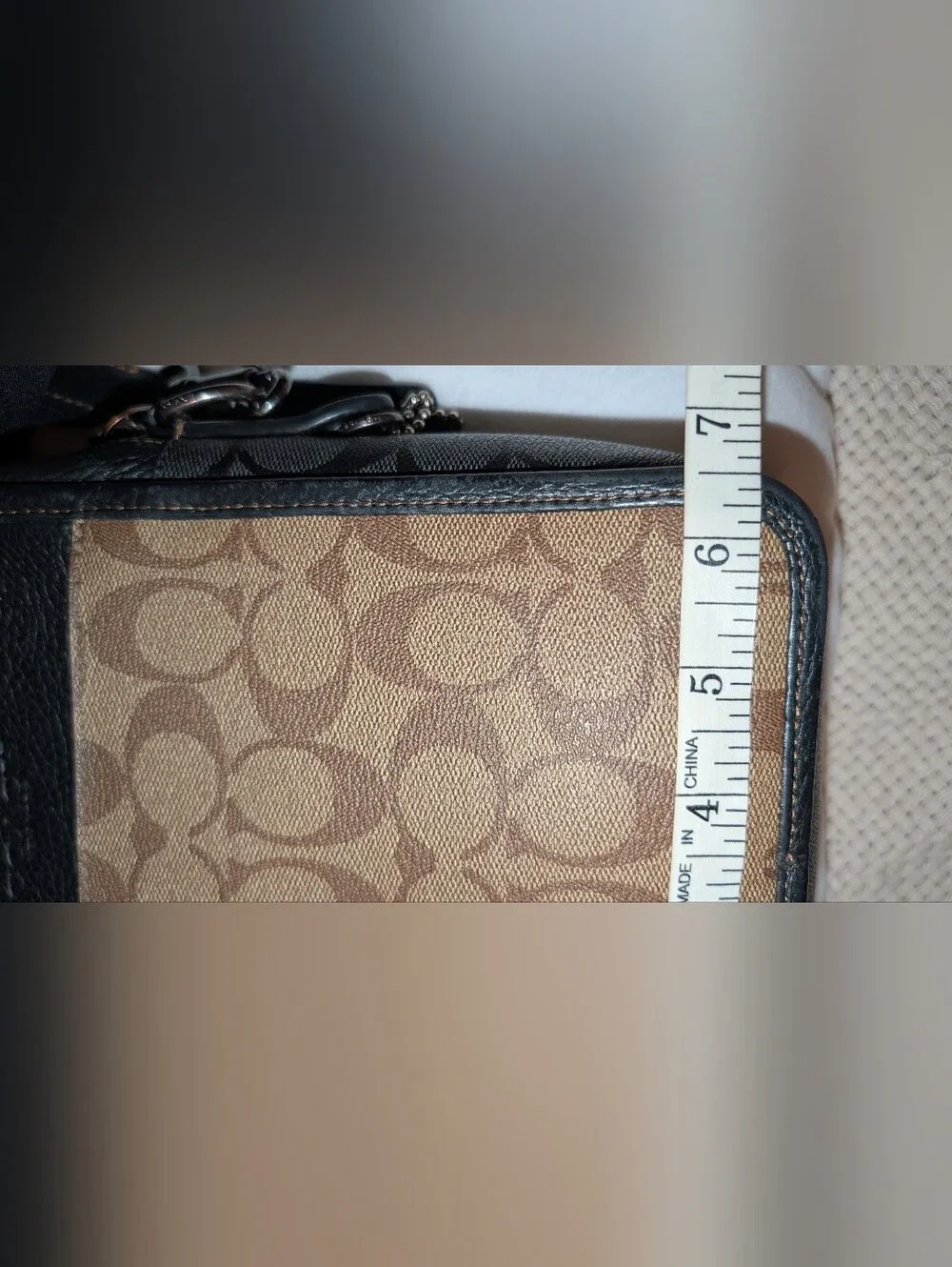 Coach Sullivan Crossbody Colorblock Signature Canvas Gunmetal Khaki Charcoal VGC